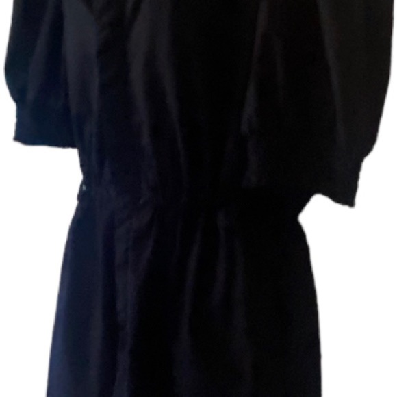 Justfab Women’s Romper Shorts XL Black Button Down V-Neck Elastic Waist Puff Slv - Picture 6 of 11